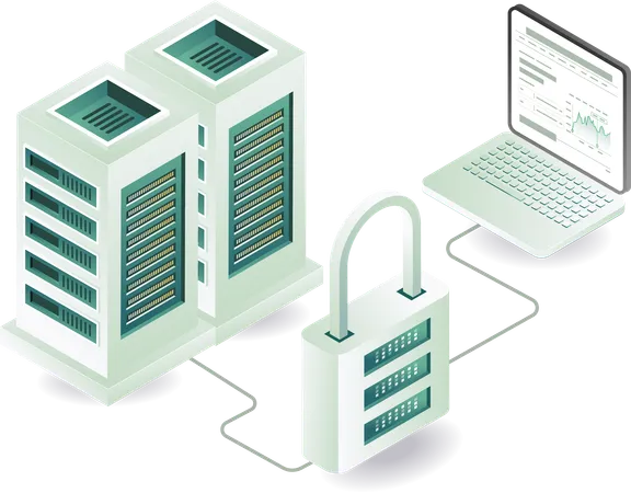 Cloud server technology and secure server  Illustration