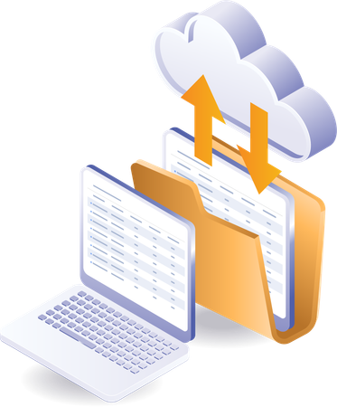 Cloud server technology data transfer  Illustration