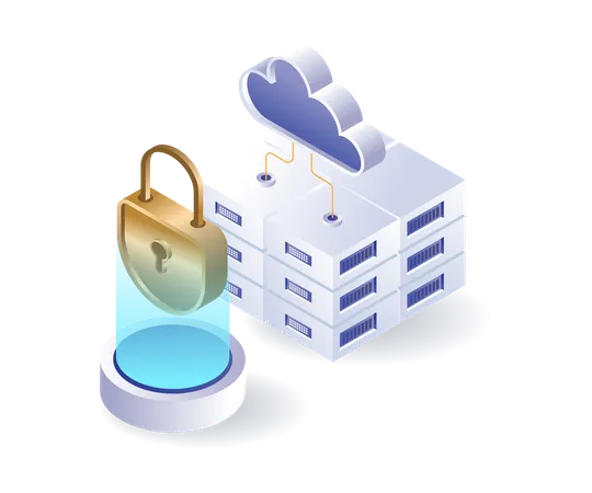 Cloud server technology digital security key  Illustration