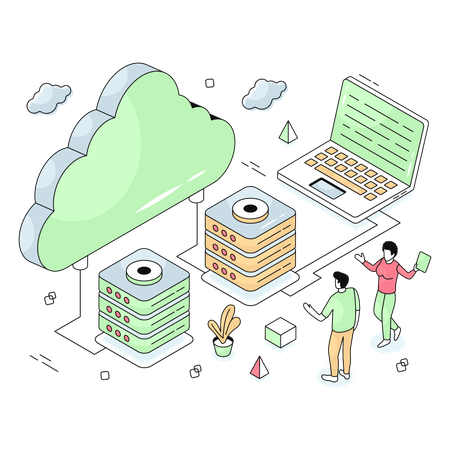 Cloud Server technology used by company  Illustration