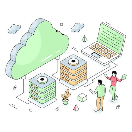 Cloud Server technology used by company  Illustration