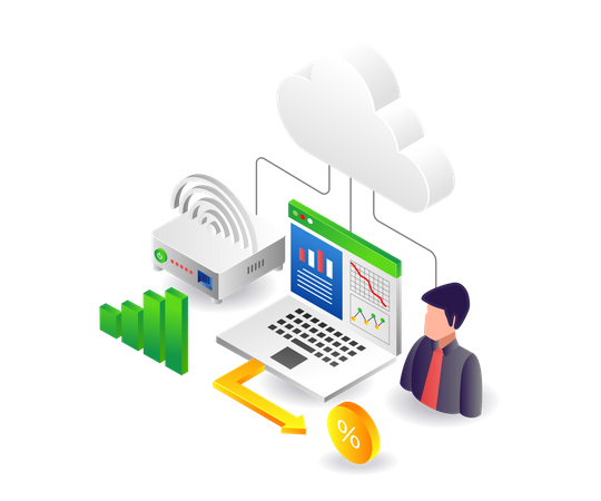 Cloud server tethering wifi for network connection  Illustration