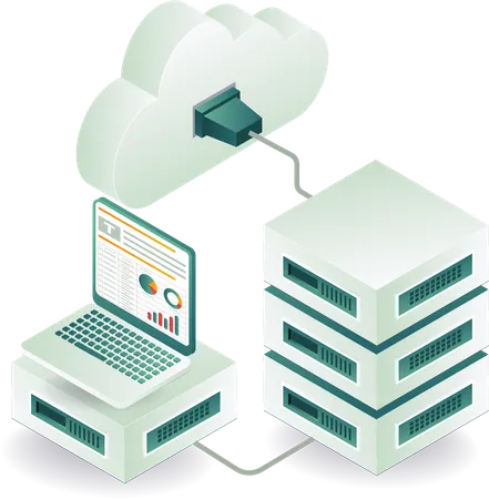 Cloud-Server und Computertechnologie  Illustration