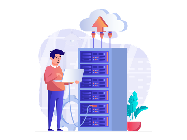 Cloud server under maintenance  Illustration
