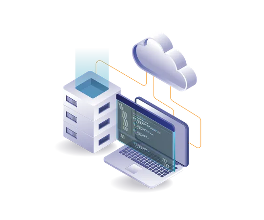 Langage de programmation d'analyse d'hébergement de serveur cloud  Illustration