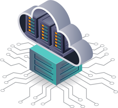 Réseau technologique du système de serveur cloud  Illustration