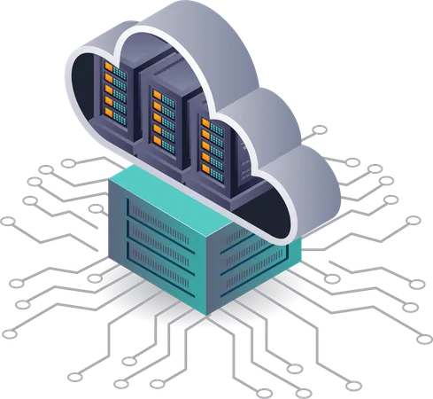 Réseau technologique du système de serveur cloud  Illustration