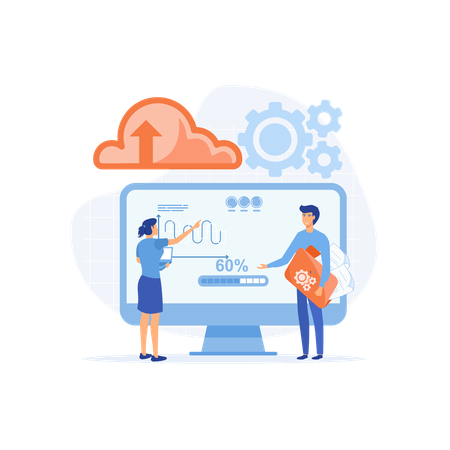 Cloud Service And Information Exchange On Internet  Illustration