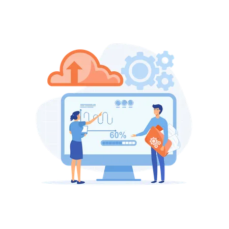 Cloud Service And Information Exchange On Internet  Illustration