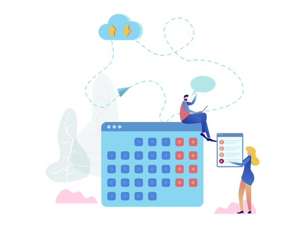 Cloud Service Online Calendar  Illustration