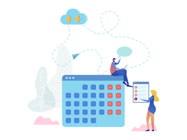 Cloud Service Online Calendar  Illustration