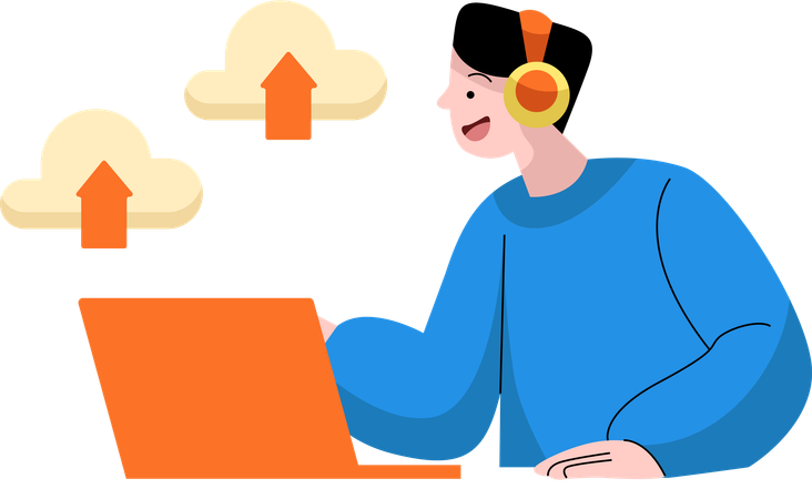 Cloud Services and Customer Support Interaction  Illustration