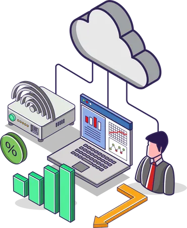 Cloud Signal Server Business Investment Management System Illustration