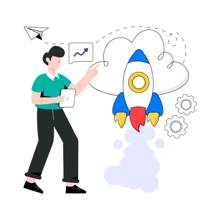 Cloud startup  Illustration