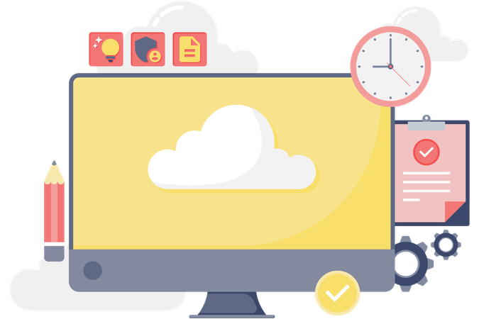 Cloud storage of computers and data  Illustration