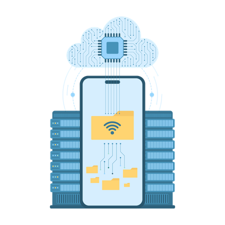 Cloud system for digital data synchronization  Illustration