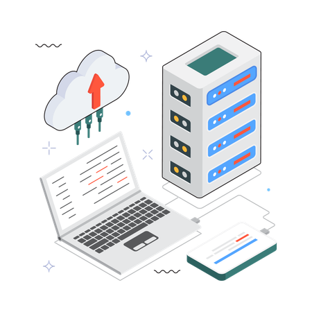 Cloud Upload Process from Laptop  Illustration