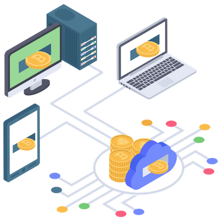 Cloudbasiertes digitales Kryptosystem  Illustration