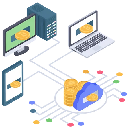 Cloudbasiertes digitales Kryptosystem  Illustration