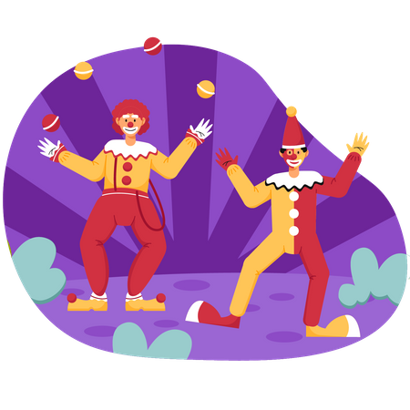 Clown-Auftritt im Freizeitpark  Illustration