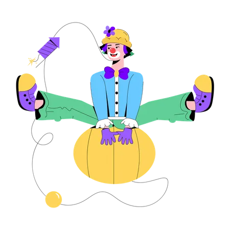 Flat Illustration Of Clown Ball 일러스트레이션