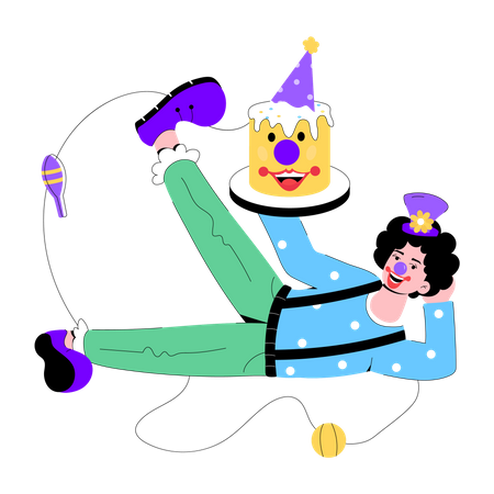 Clown Birthday  Illustration