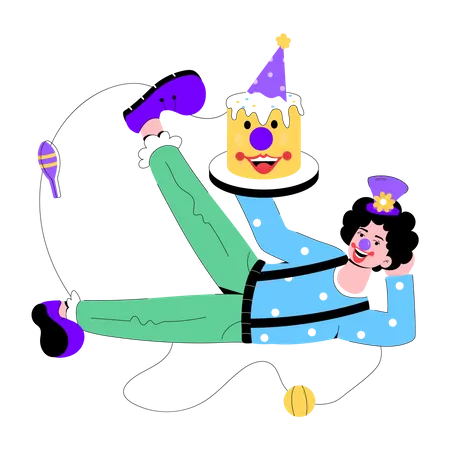 Clown Birthday  Illustration