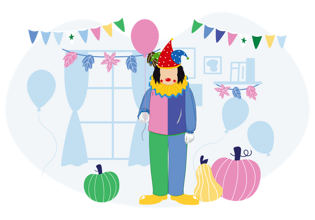 Clown Costume Halloween Party  Illustration