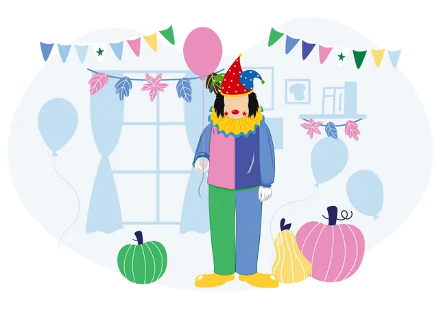 Clown Costume Halloween Party  Illustration