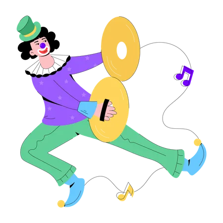 Modern Flat Illustration Of Clown Cymbal Illustration