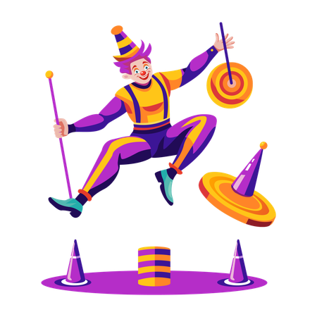 Clown dancing in circus  Illustration