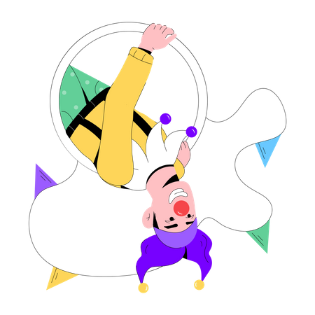 Clown doing Hoop Trick  Illustration