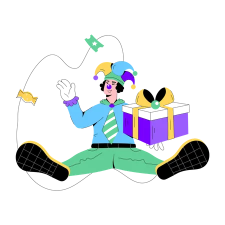 Clown Gift  Illustration