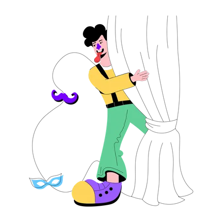 Modern Flat Animated Illustration Of Clown Headstand Illustration