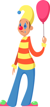 Clown holding balloon  Illustration