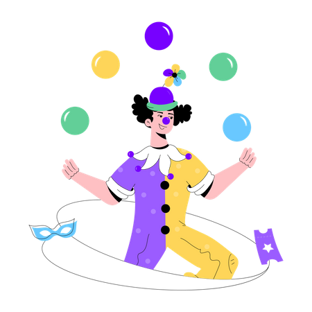 Clown Juggling  Illustration