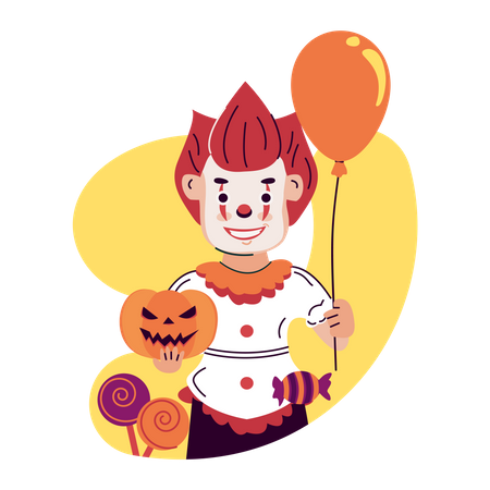 Clownkostüm für die Halloweenparty  Illustration