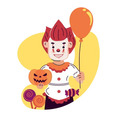 Clownkostüm für die Halloweenparty  Illustration
