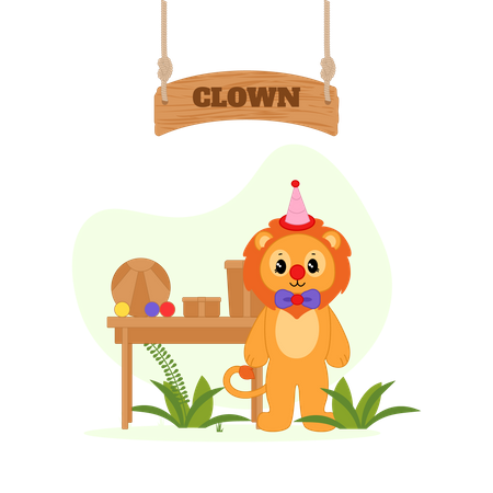 Clown lion in circus  Illustration