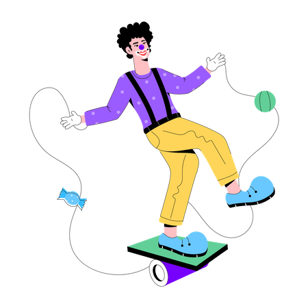 Clown Performance  Illustration