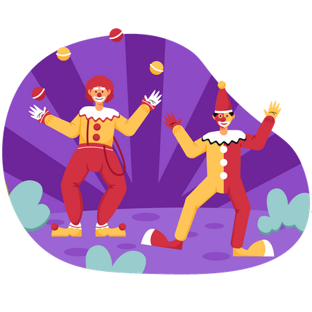 Clown performing in theme park  Illustration
