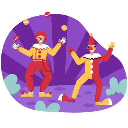 Clown performing in theme park  Illustration