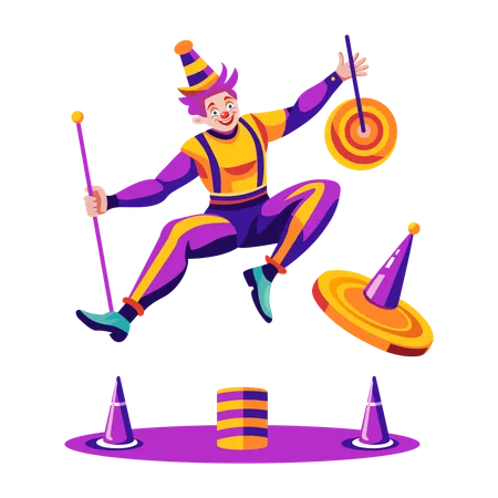 Clown tanzt im Zirkus  Illustration