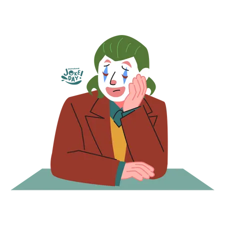 Clown mit traurigem Gesichtsausdruck  Illustration