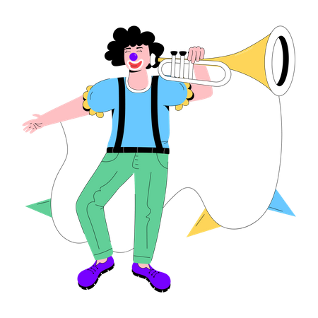Clown Trumpet  Illustration