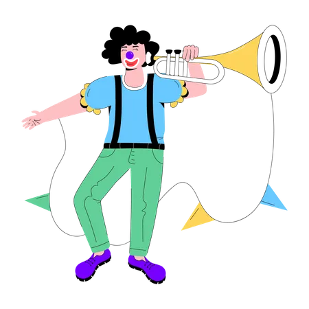 Clown Trumpet  Illustration