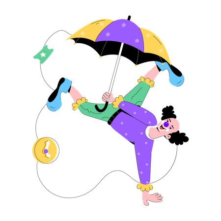 Clown Umbrella  Illustration