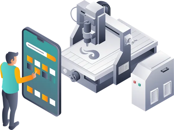 CNC-Lasermaschinen mit dem Smartphone steuern  Illustration