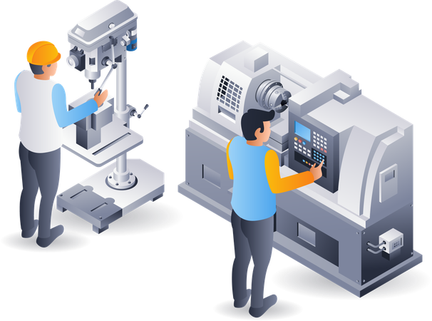 CNC lathe and drill machine operator  Illustration