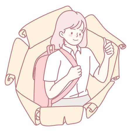 親指を立てている元気な生徒  イラスト